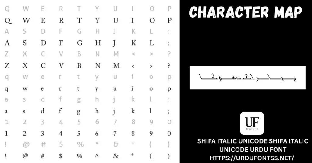 Shifa Italic Unicode Shifa Italic Unicode character map Urdu
