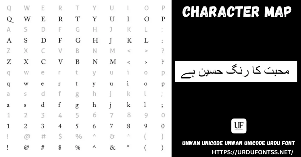 Unwan Unicode Unwan Unicode character map Urdu font