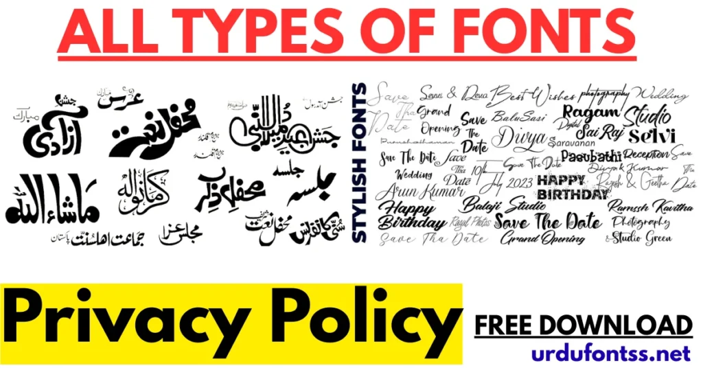 Privacy Policy page image of UrduFontss.net for download free Urdu font and user data protection