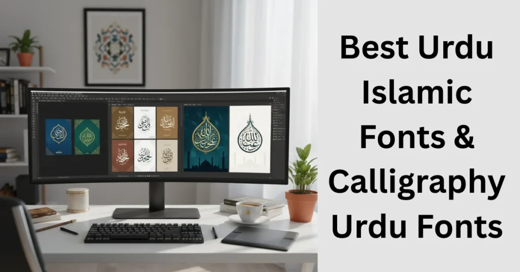 Beautiful Urdu Islamic fonts written in traditional Nastaleeq calligraphy style for Quran and Islamic design