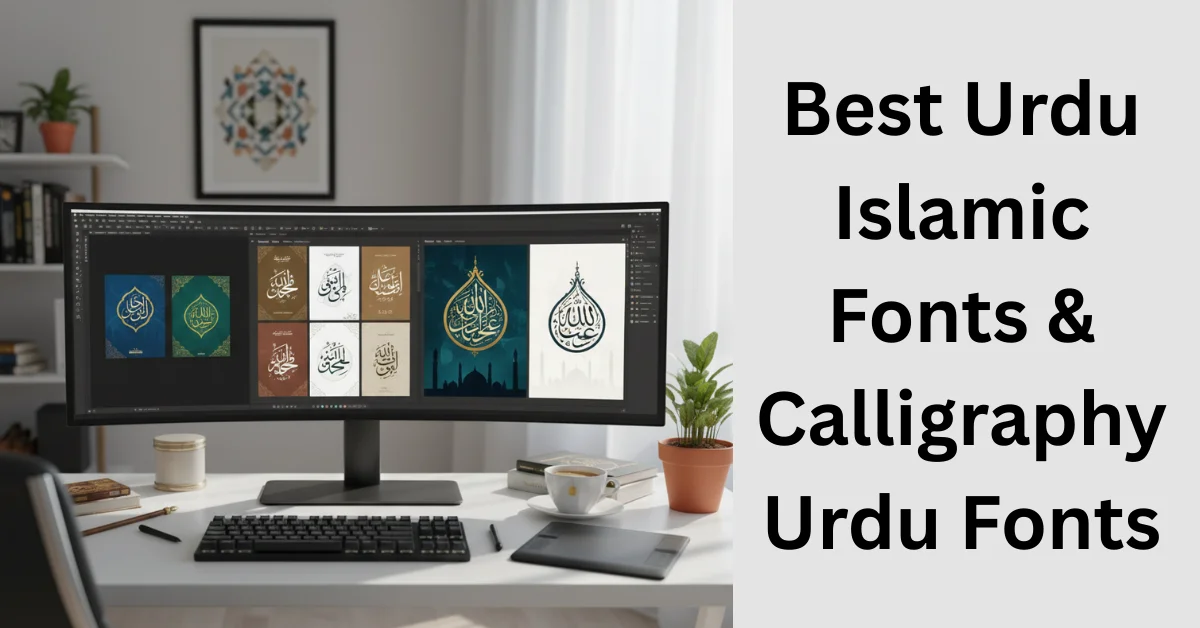 Beautiful Urdu Islamic fonts written in traditional Nastaleeq calligraphy style for Quran and Islamic design