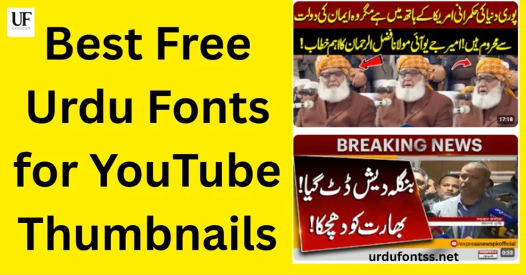 urdu fonts for youtube thumbnails designed in canva with bold typography