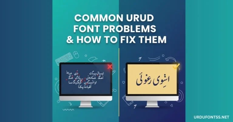 Visual guide showing common Urdu font problems and solutions