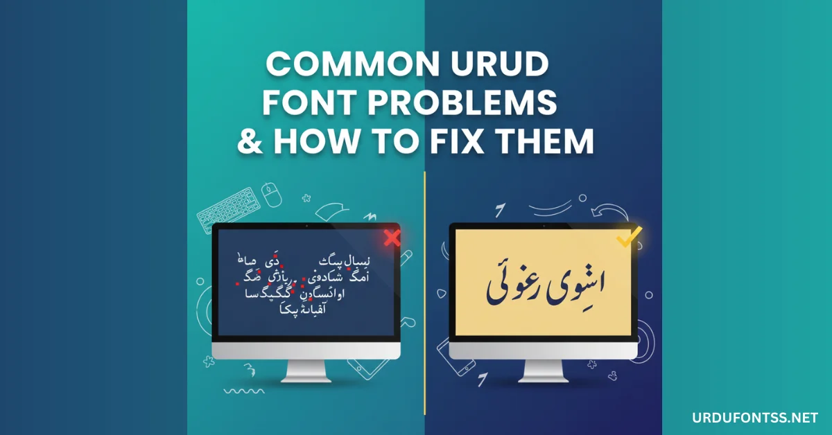 Visual guide showing common Urdu font problems and solutions