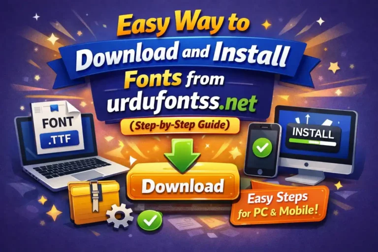 Easy step-by-step guide showing how to download and install fonts from urdufontss.net on PC and mobile