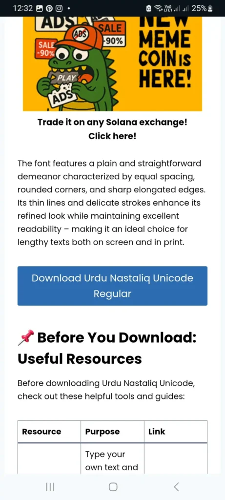 Click download button to get Urdu font for CapCut