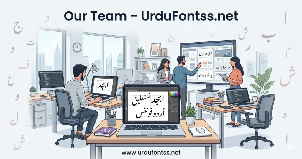 Our team at UrduFontss.net working on Urdu typography and website development
