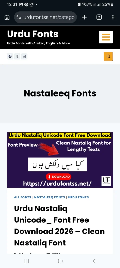 Select Urdu font for CapCut download