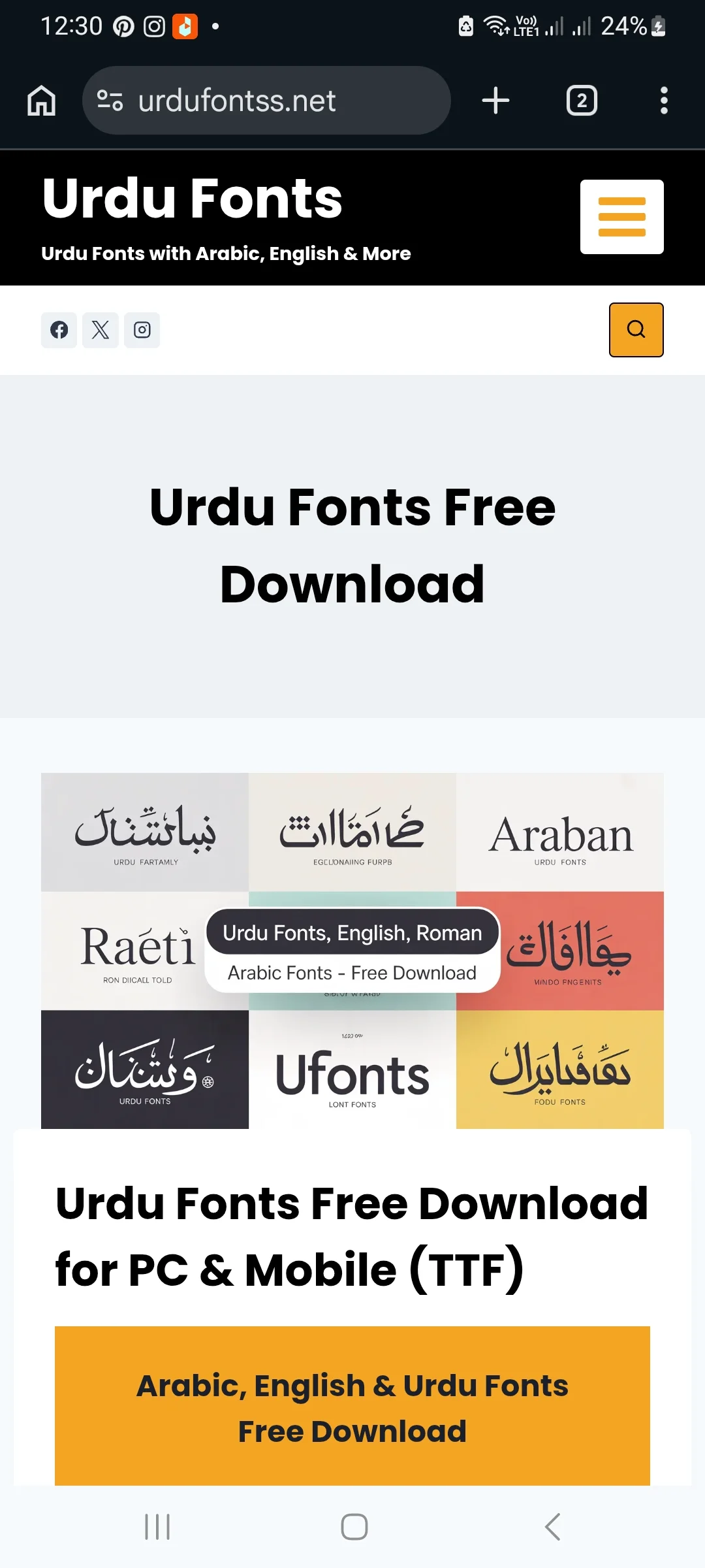 Open Urdu fonts website to install Urdu fonts in pixellab - Use Urdu Fonts in Pixellab