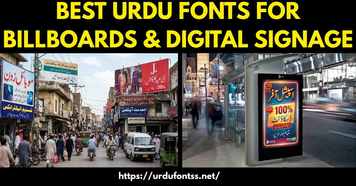 Best Urdu fonts for billboards and digital signage - bold fonts for outdoor advertising and LED displays