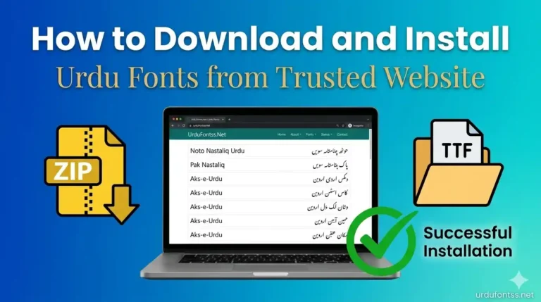 How to download and install Urdu fonts from trusted website UrduFontss.Net step by step guide