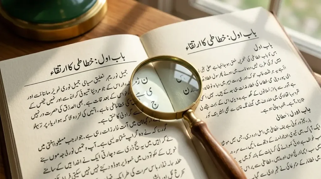 Side by side comparison of Jameel Noori Nastaleeq and Urdu Naskh Unicode fonts printed on book pages